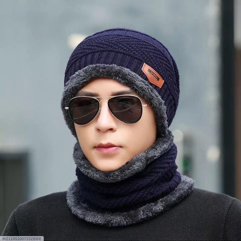 Beanie Wool Cap With Neck Warmer. Full Set-2 Pieces. for Both Men & Women